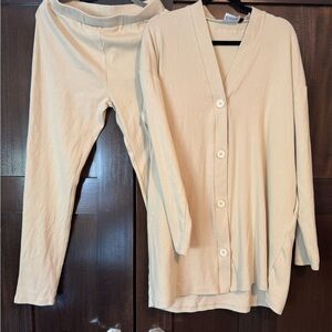 Fancy Homebody Ribbed Cardigan and Leggings Set